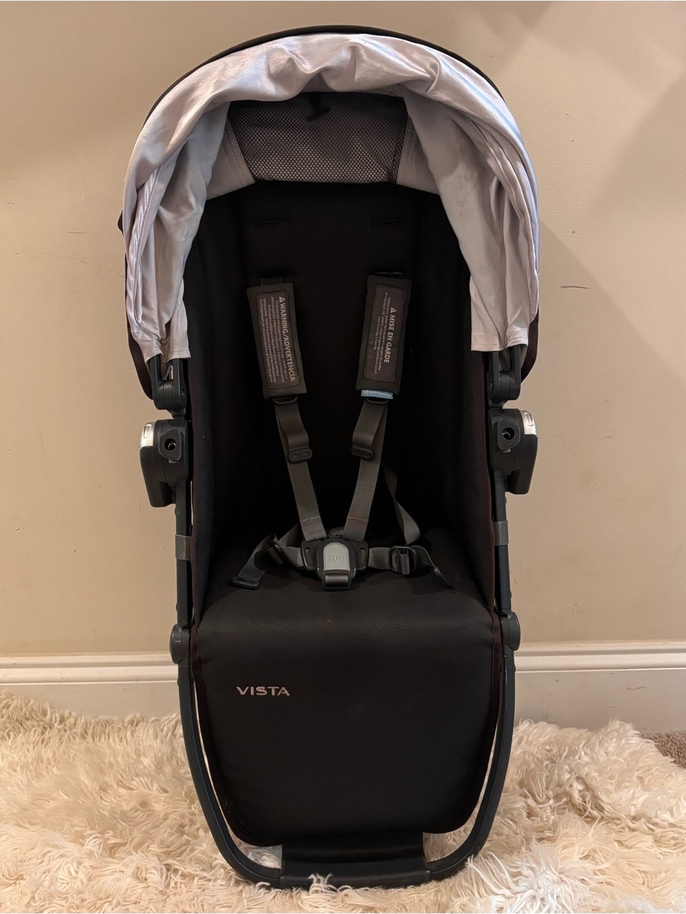 UppaBaby Vista Toddler Upper Stroller Seat In Black With Canopy